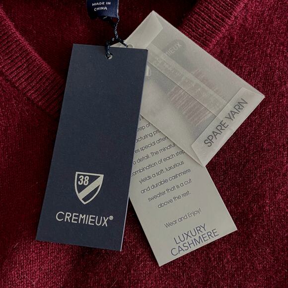 Daniel Cremieux V-Neck Sweater Men's Large Luxury Cashmere Burgundy NEW - Picture 11 of 15